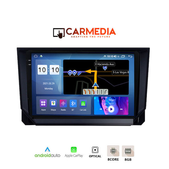 Carmedia Автомобилна Аудио Система (Блутут/USB/WiFi/GPS/Apple-Carplay/Android-Auto) с Тъчскрийн 9.5"