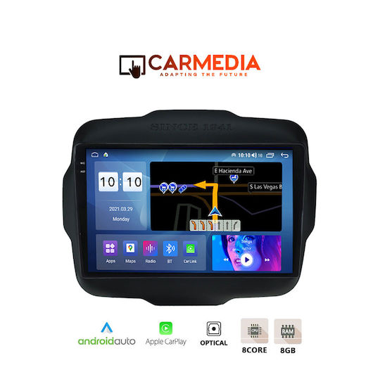 Carmedia Auto-Audiosystem für Jeep Rebell 2014+ (Bluetooth/USB/WiFi/GPS/Apple-Carplay/Android-Auto) mit Touchscreen 9.5"
