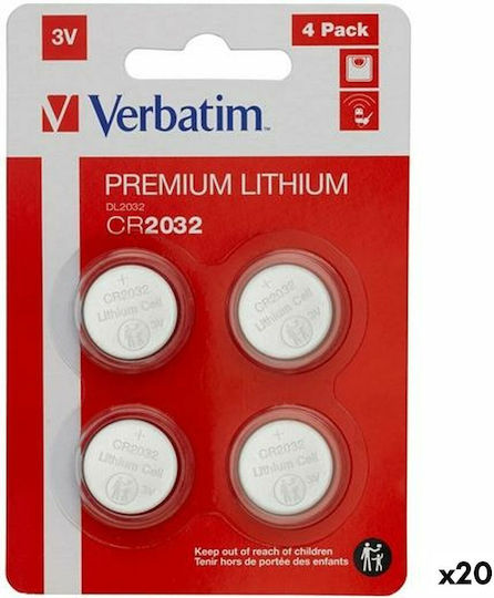 Verbatim Lithium Watch Battery CR2032 3V 4pcs