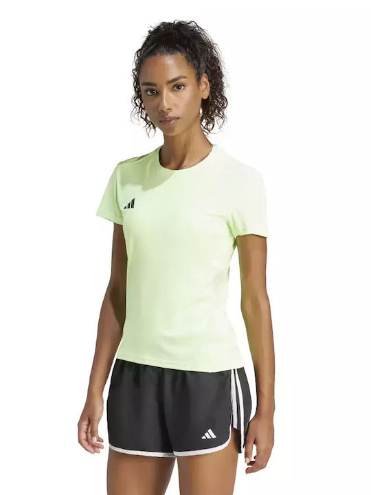 Adidas Adizero Женска спортна блуза Къс ръкав Зелена