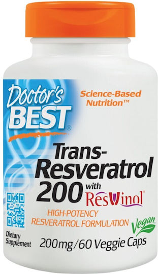 Doctor's Best Trans-Ресвератрол с ResVinol-25 200мг Специално Хранително Добавка 60 Растителни Капсули