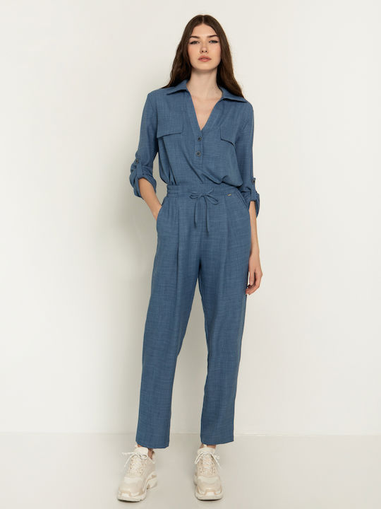 Women's Fabric Trousers Light Blue