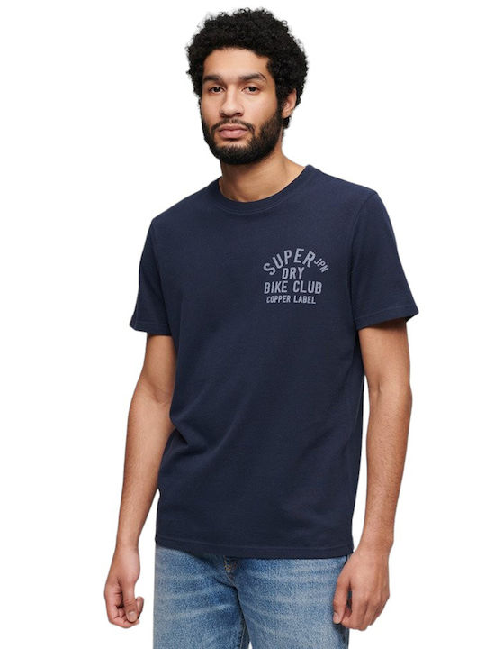 Superdry D2 Ovin Copper T-shirt Bărbătesc cu Mânecă Scurtă Albastru marin