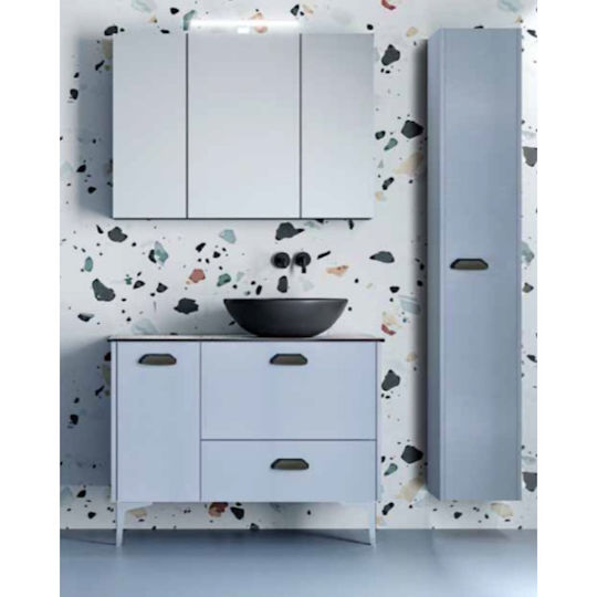 Chrisart LON HPL Blat cu Lavoar & Oglindă L120xW46xH58cm 7302 Dark Beton