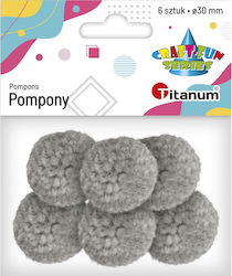 Titanum Pom Pom Craft Gray with Diameter 30mm Set of 6pcs