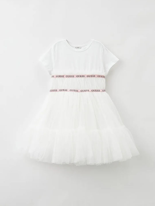 Guess Παιδικό Φόρεμα Τούλινο Λευκό