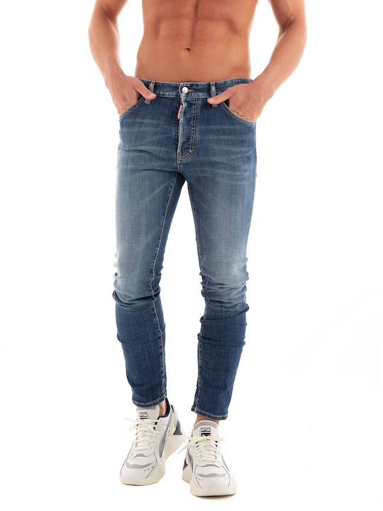 Dsquared2 Cool Guy Pantaloni de Bărbați din Jean Denim mediu îmbătrânit