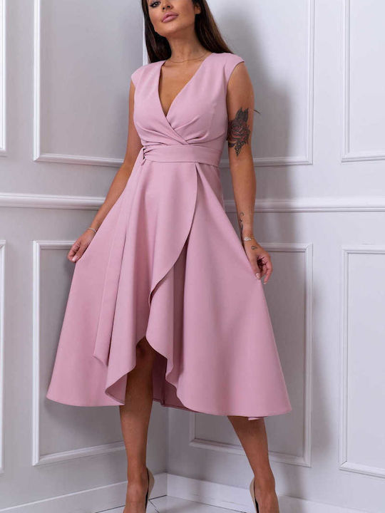Brak Midi Φόρεμα για Γάμο / Βάπτιση Πούδρα Ροζ