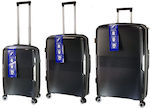 RCM Βαλίτσες Ταξιδιού Μαύρο με 4 Ρόδες Σετ 3τμχ