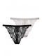Γυναικεία String 2Pack με Δαντέλα Black/Lilac