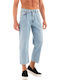 Stay Men's Jeans Pants Cropped with Loose Fit Light Blue (light Aged Denim)