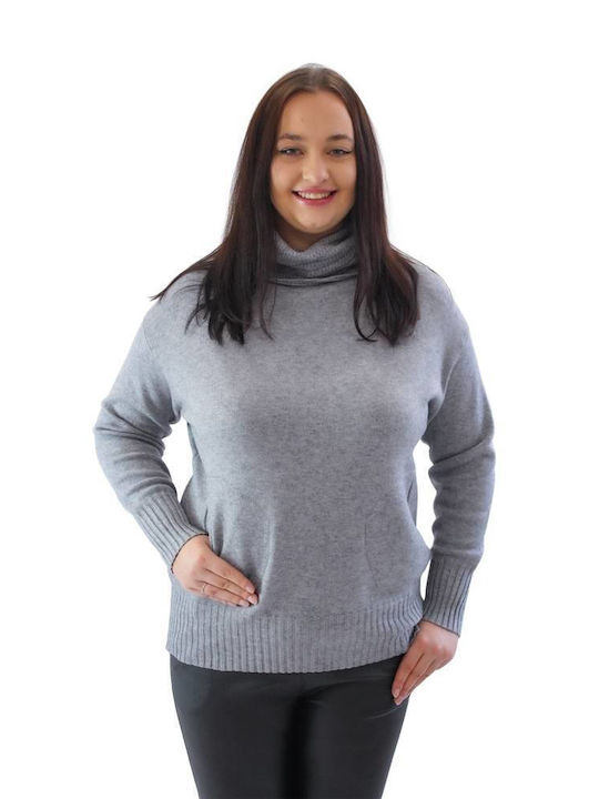 Brak Women's Long Sleeve Sweater Turtleneck Gray