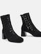 Wildleder Stiefeletten Damen Schwarz