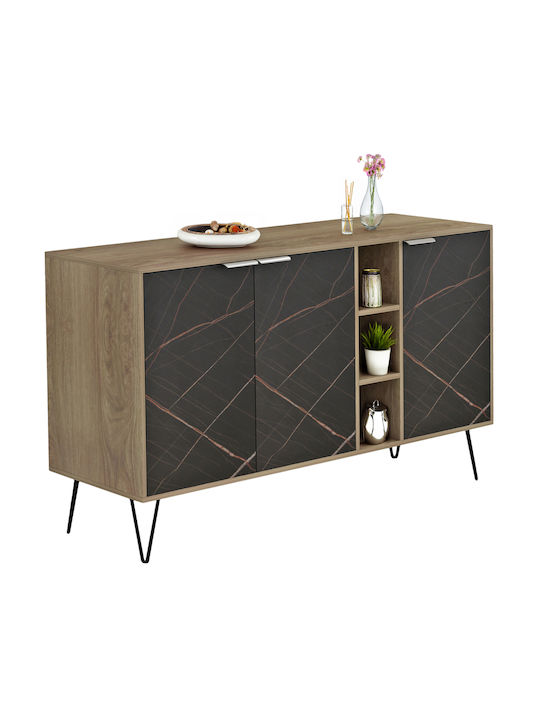 Sideboard Carbon Holz Schwarz - Schwarz Marmor ...