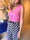 Damen Sommer Bluse Ärmellos Pink