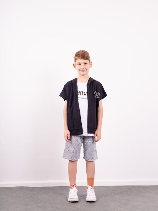 Hashtag Kinder Set mit Shorts & Jacke Sommer 3Stück Schwarz