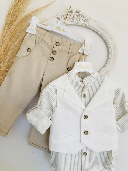 Vintage Soul Boys Baptism Suit with Vest Multicolour