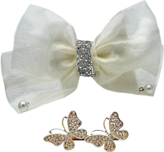 Hair Clip with Bow and Butterfly Gold