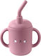 Queen Mother Baby Cup with Handles and Straw Cat Shape made of Silicone Pink 120ml for 6m+