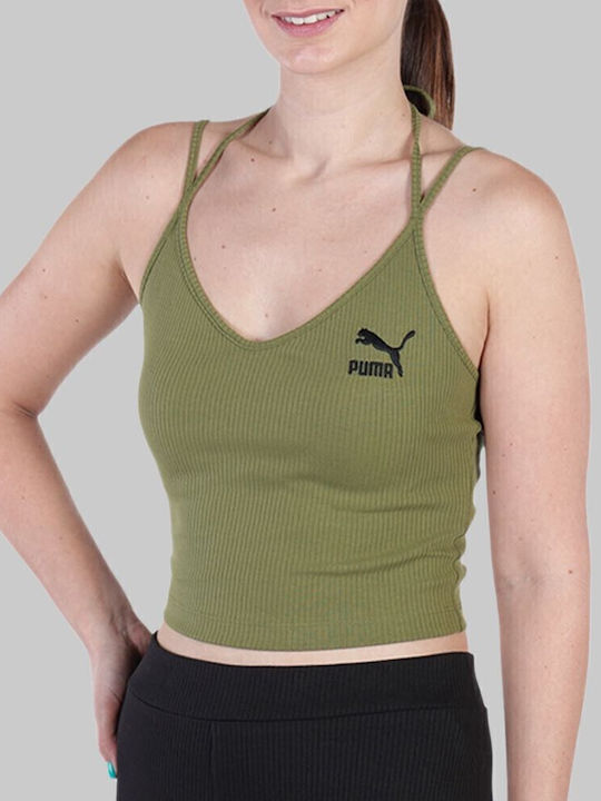 PUMA Classics Дамски Летен Crop Топ Памучен с Т...