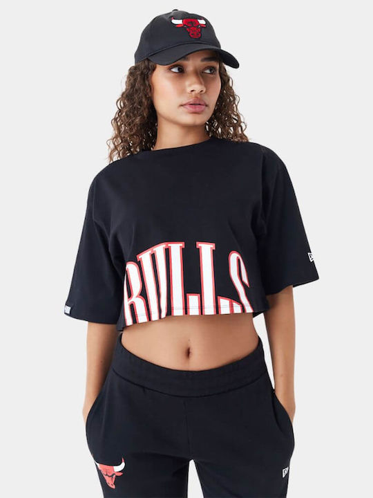 New Era Chicago Bulls Feminin Crop Tricou Negru
