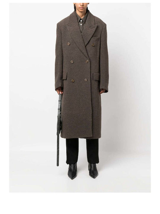 Acne Studios Women's Midi Coat with Buttons Brown