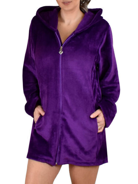 Secret Point Winter Women's Fleece Robe Purple