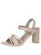 Caprice Leather Women's Sandals Beige with High Heel