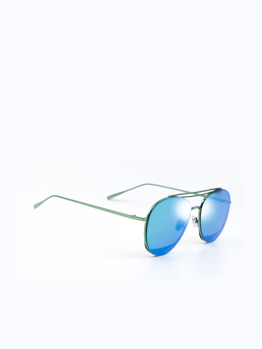 Monte Como Sunglasses with Silver Metal Frame and Blue Mirror Lens S30039 C66