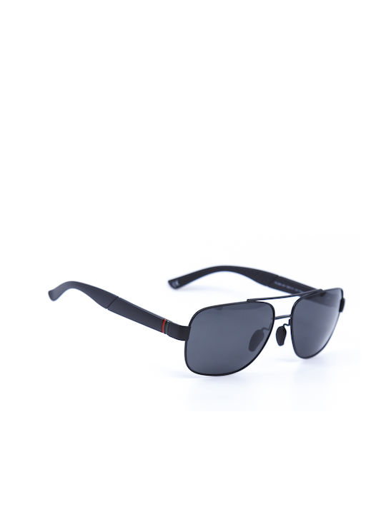 Monte Como Men's Sunglasses with Black Metal Frame and Black Lens PL359 C01