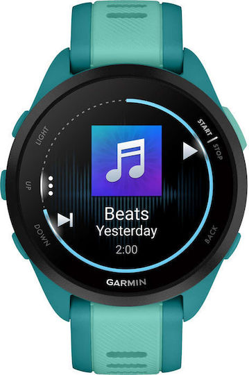 Garmin Forerunner 165 Music 43mm Αδιάβροχο Smartwatch με Παλμογράφο (Turquoise/Aqua)