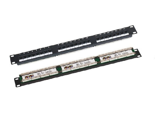 Q-Lantec Unshielded Patch Panel for Rack 1U 19" with 50 cat5e Ports Black
