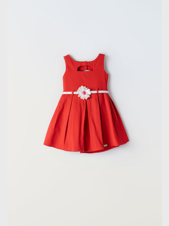Εβίτα Παιδικό Φόρεμα Floral Αμάνικο Κόκκινο