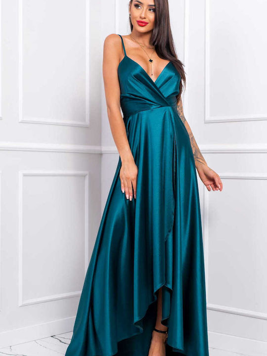Brak Maxi Φόρεμα για Γάμο / Βάπτιση Σατέν Πράσινο Σκούρο