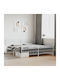 King Size Metal Bed White with Slats for Mattress 193x203cm