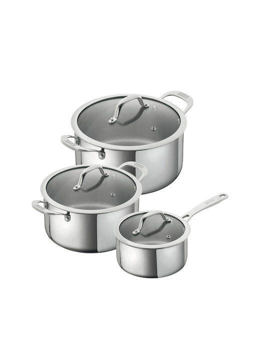 Kuhn Rikon Pots Set of Stainless Steel with Stone Coating 3pcs
