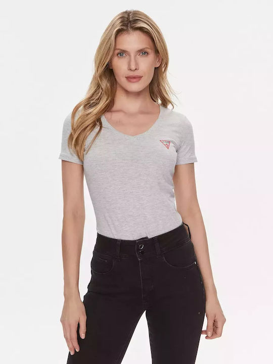 Guess Women's T-shirt with V Neckline Gray