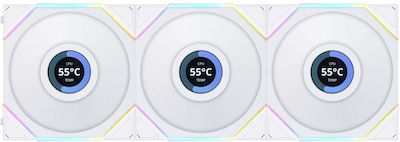 Lian Li UNI FAN TL LCD Case Fan 120mm με RGB Φωτισμό και Σύνδεση 7-Pin 3τμχ Λευκό