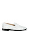 Leather Women's Loafers in White Color