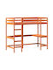 Kids Bed Loft Bed Single with Desk Brown for Mattress 90x200cm