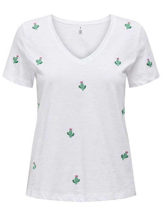 Only Women's Athletic Blouse Short Sleeve with V Neck Green