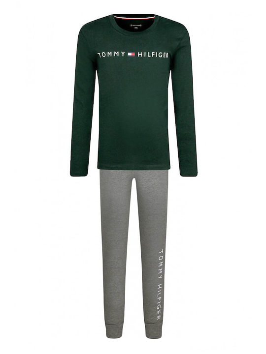 Tommy Hilfiger Pijama pentru copii De bumbac Verde/gri