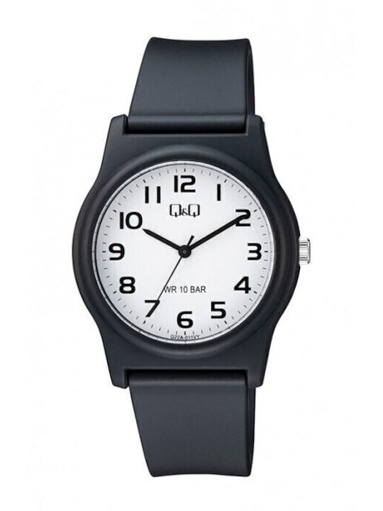 Q&Q Γυναικείο Ρολόι 38mm Μπαταρίας με Μαύρο Καουτσούκ Λουράκι