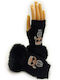 Gift-Me Women's Knitted Fingerless Gloves Black