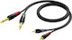 Procab Кабел 2x 6,3 мм мъжки - 2x RCA мъжки 3м Черен (CLA631/3)