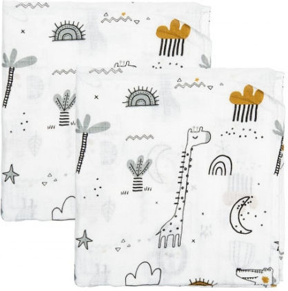 Bimbidreams Jungle Σελτεδάκι από Μουσελίνα Γκρι 120x120εκ.
