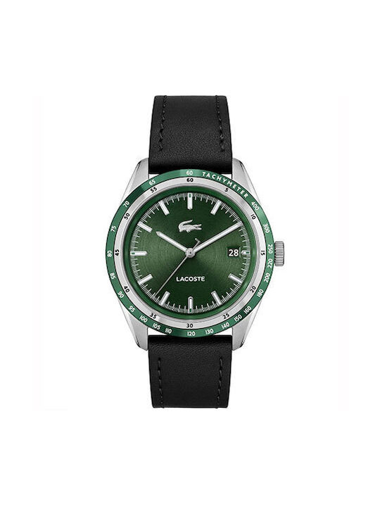 Lacoste Мъжки Часовник На батерия с Черен Кожена Каишка