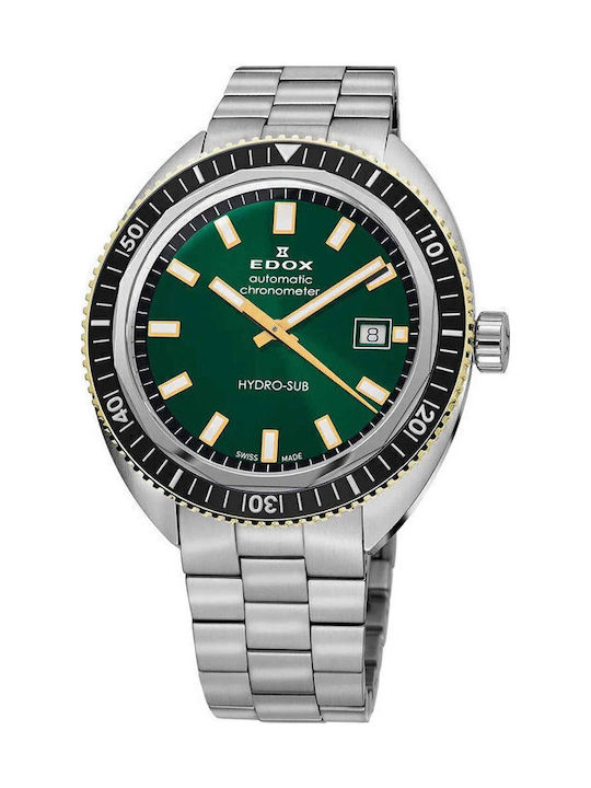 Edox Hydro-sub Men's Watch 42mm Chronograph Automatic with Silver Metal Bracelet