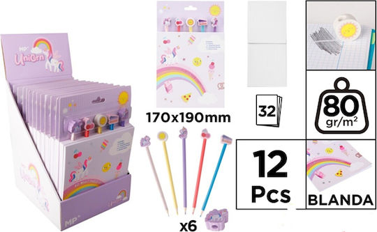 Madrid Papel Pencil Set with Eraser 6pcs (Μiscellaneous Designs)