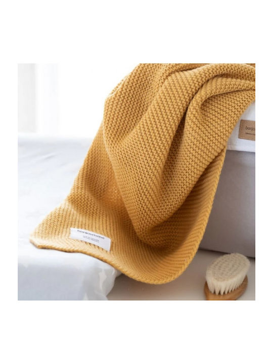 Bonjour Bebe Blanket Nursery Swaddling Blankets Dralon Knitted Ochre 70x90cm.